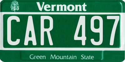 VT license plate CAR497