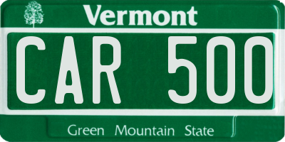 VT license plate CAR500