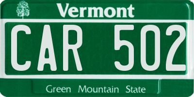 VT license plate CAR502