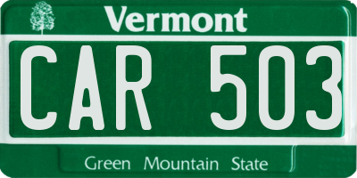 VT license plate CAR503