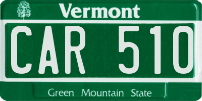 VT license plate CAR510