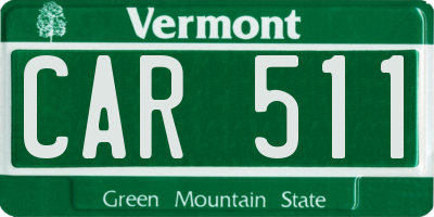 VT license plate CAR511