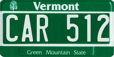 VT license plate CAR512