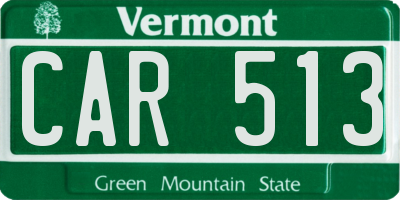 VT license plate CAR513