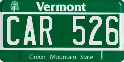 VT license plate CAR526