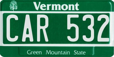 VT license plate CAR532