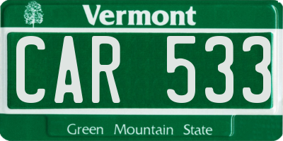 VT license plate CAR533
