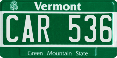 VT license plate CAR536