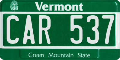 VT license plate CAR537