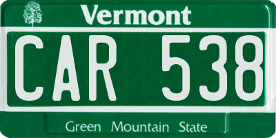 VT license plate CAR538