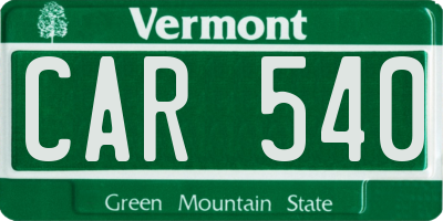 VT license plate CAR540