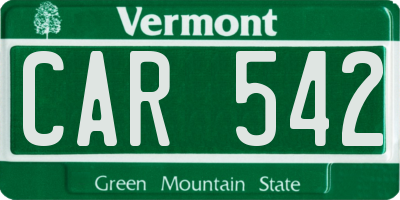 VT license plate CAR542