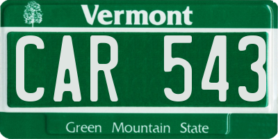 VT license plate CAR543