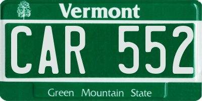VT license plate CAR552