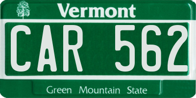 VT license plate CAR562