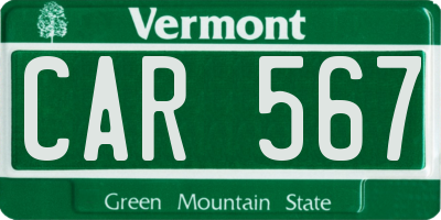 VT license plate CAR567