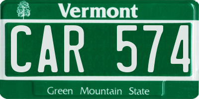 VT license plate CAR574