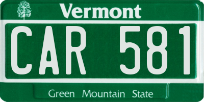 VT license plate CAR581