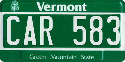 VT license plate CAR583