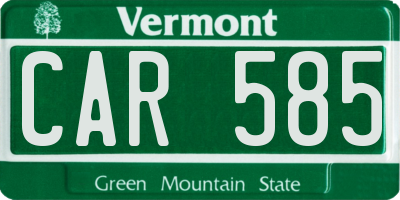 VT license plate CAR585