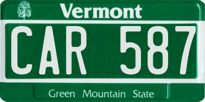 VT license plate CAR587