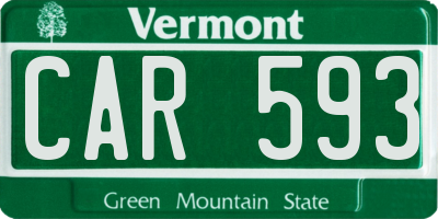 VT license plate CAR593