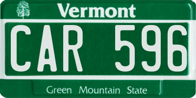 VT license plate CAR596