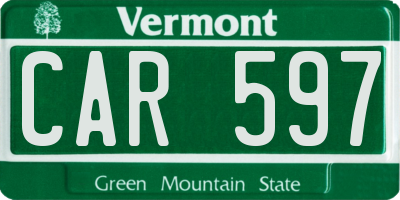 VT license plate CAR597