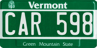 VT license plate CAR598
