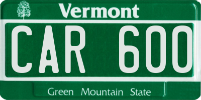 VT license plate CAR600