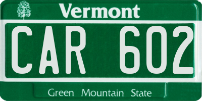 VT license plate CAR602