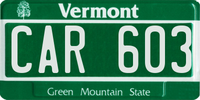 VT license plate CAR603