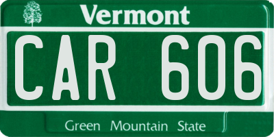 VT license plate CAR606
