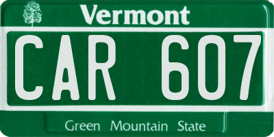 VT license plate CAR607