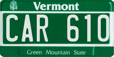 VT license plate CAR610