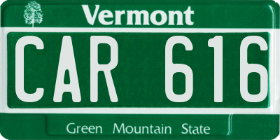 VT license plate CAR616