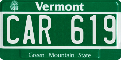VT license plate CAR619