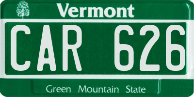 VT license plate CAR626