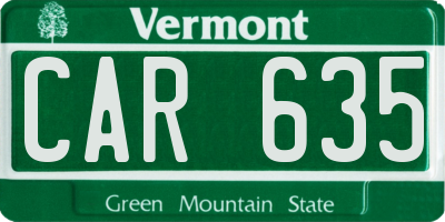 VT license plate CAR635
