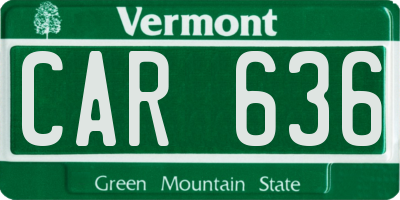 VT license plate CAR636