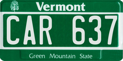 VT license plate CAR637
