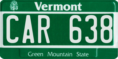 VT license plate CAR638