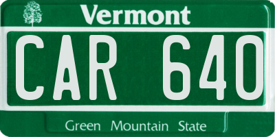 VT license plate CAR640