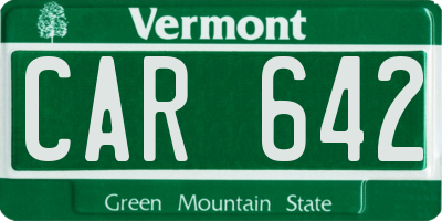 VT license plate CAR642