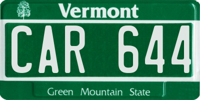 VT license plate CAR644