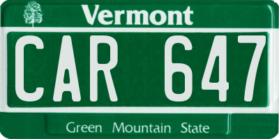 VT license plate CAR647