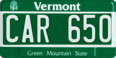 VT license plate CAR650