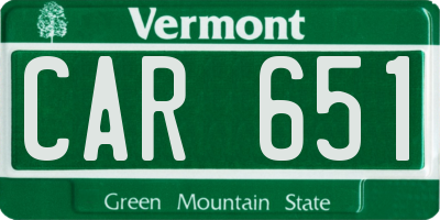 VT license plate CAR651