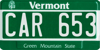 VT license plate CAR653