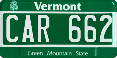 VT license plate CAR662